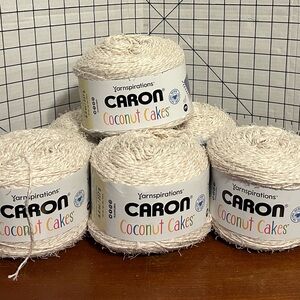 Lot of 6 New Lion Brand Coconut Yarn Cakes Marshmallow